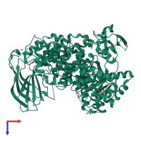 PDB entry 6gq7 coloured by chain, top view.