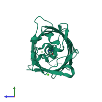 PDB entry 6gqg coloured by chain, side view.