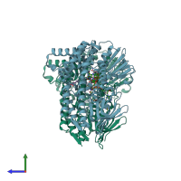 PDB entry 6gqi coloured by chain, side view.