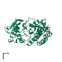 PDB entry 6gqq coloured by chain, top view.