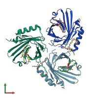 PDB entry 6gr0 coloured by chain, front view.