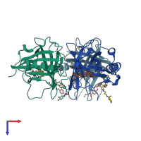 PDB entry 6gr0 coloured by chain, top view.