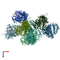 PDB entry 6gr2 coloured by chain, top view.