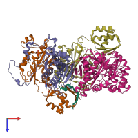 PDB entry 6grh coloured by chain, top view.