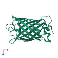 PDB entry 6grm coloured by chain, top view.