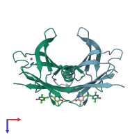 PDB entry 6grp coloured by chain, top view.