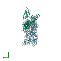 PDB entry 6grs coloured by chain, side view.
