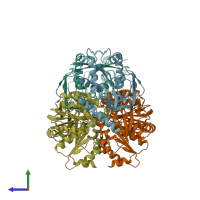 PDB entry 6gs2 coloured by chain, side view.