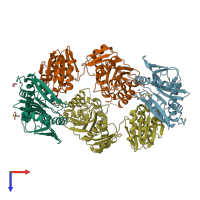 PDB entry 6gs2 coloured by chain, top view.
