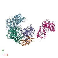 PDB entry 6gsa coloured by chain, front view.