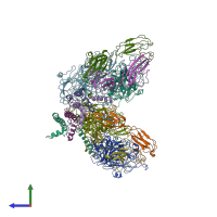 PDB entry 6gsi coloured by chain, side view.