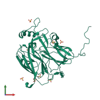 PDB entry 6gsq coloured by chain, front view.