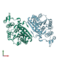 PDB entry 6gt5 coloured by chain, front view.