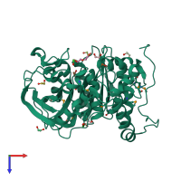 PDB entry 6gu8 coloured by chain, top view.