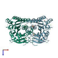 PDB entry 6gul coloured by chain, top view.