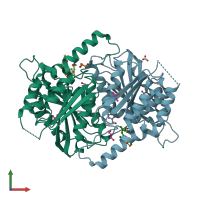 PDB entry 6gur coloured by chain, front view.