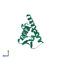 PDB entry 6guw coloured by chain, side view.