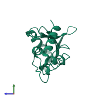 PDB entry 6gv3 coloured by chain, side view.