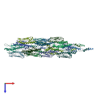 PDB entry 6gv9 coloured by chain, top view.