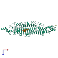 PDB entry 6gvr coloured by chain, top view.