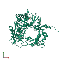 PDB entry 6gvv coloured by chain, front view.