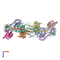PDB entry 6gvw coloured by chain, top view.