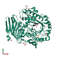 PDB entry 6gwg coloured by chain, front view.