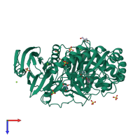 PDB entry 6gwg coloured by chain, top view.