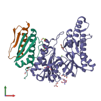 PDB entry 6gwj coloured by chain, front view.