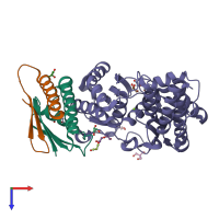 PDB entry 6gwj coloured by chain, top view.