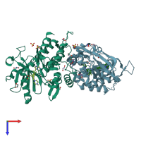 PDB entry 6gwr coloured by chain, top view.