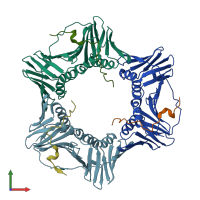 PDB entry 6gws coloured by chain, front view.