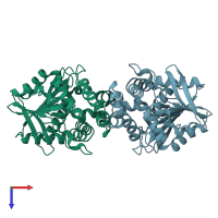 PDB entry 6gxl coloured by chain, top view.
