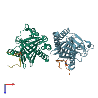 PDB entry 6gy2 coloured by chain, top view.