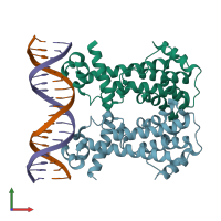 PDB entry 6gy3 coloured by chain, front view.