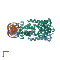 PDB entry 6gy3 coloured by chain, top view.