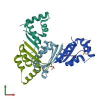 PDB entry 6gy4 coloured by chain, front view.