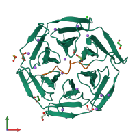 PDB entry 6gy5 coloured by chain, front view.