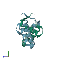 PDB entry 6gyg coloured by chain, side view.