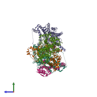 PDB entry 6gyp coloured by chain, side view.