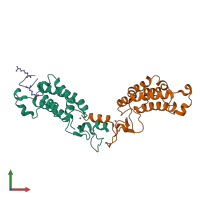 PDB entry 6gyt coloured by chain, front view.