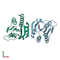 PDB entry 6gyy coloured by chain, front view.