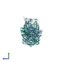 PDB entry 6gyz coloured by chain, side view.