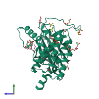 PDB entry 6gzd coloured by chain, side view.