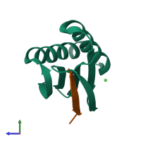 PDB entry 6gzj coloured by chain, side view.