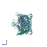 PDB entry 6gzm coloured by chain, side view.