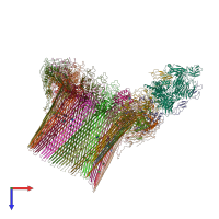 PDB entry 6h03 coloured by chain, top view.