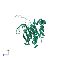 PDB entry 6h05 coloured by chain, side view.