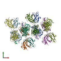 PDB entry 6h0e coloured by chain, front view.