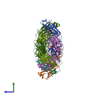 PDB entry 6h0e coloured by chain, side view.
